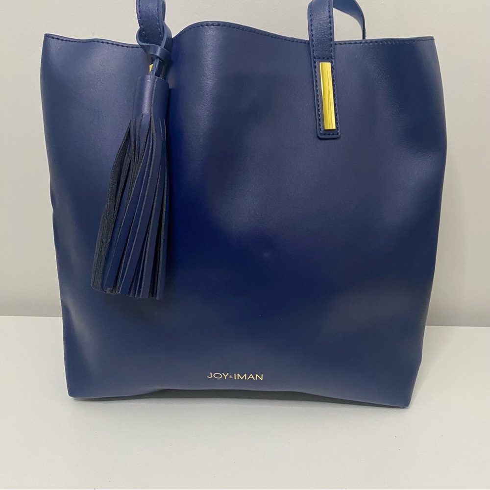JOY & IMAN Tassel Chic Leather Handbag with Fabric